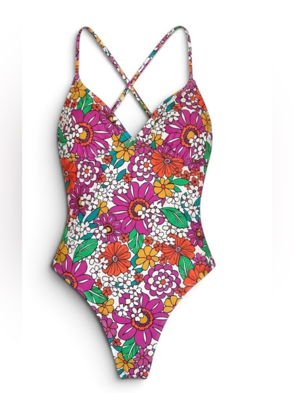 Hurley Women’s Floral One-Piece Swimsuit — Pink, Orange & Green Bloom